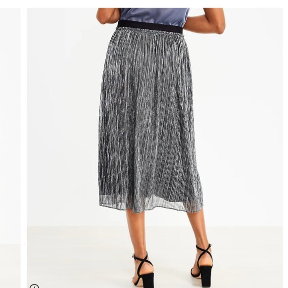 Loft Shimmer Midi Skirt - Black/Silver - Picture 6 of 7